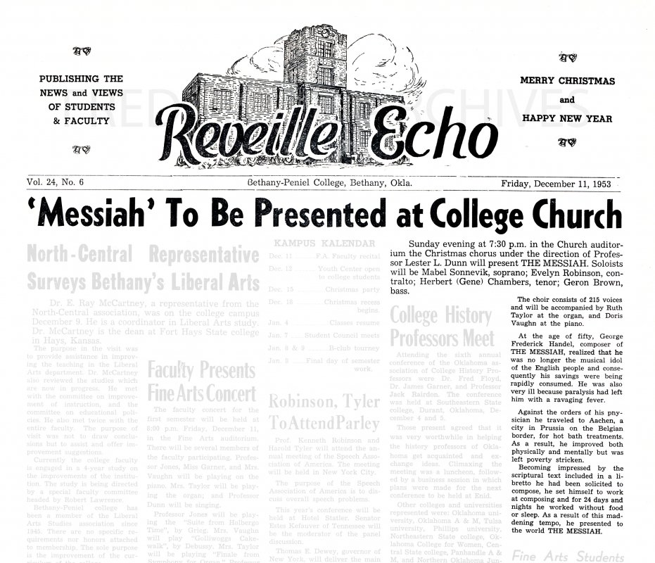 Handel's Messiah - Bethany Peniel College Oratorio Chorus (1953)